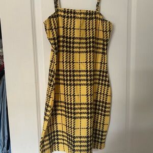 SHEIN Yellow and Black Spaghetti Strap Midi Sundress
